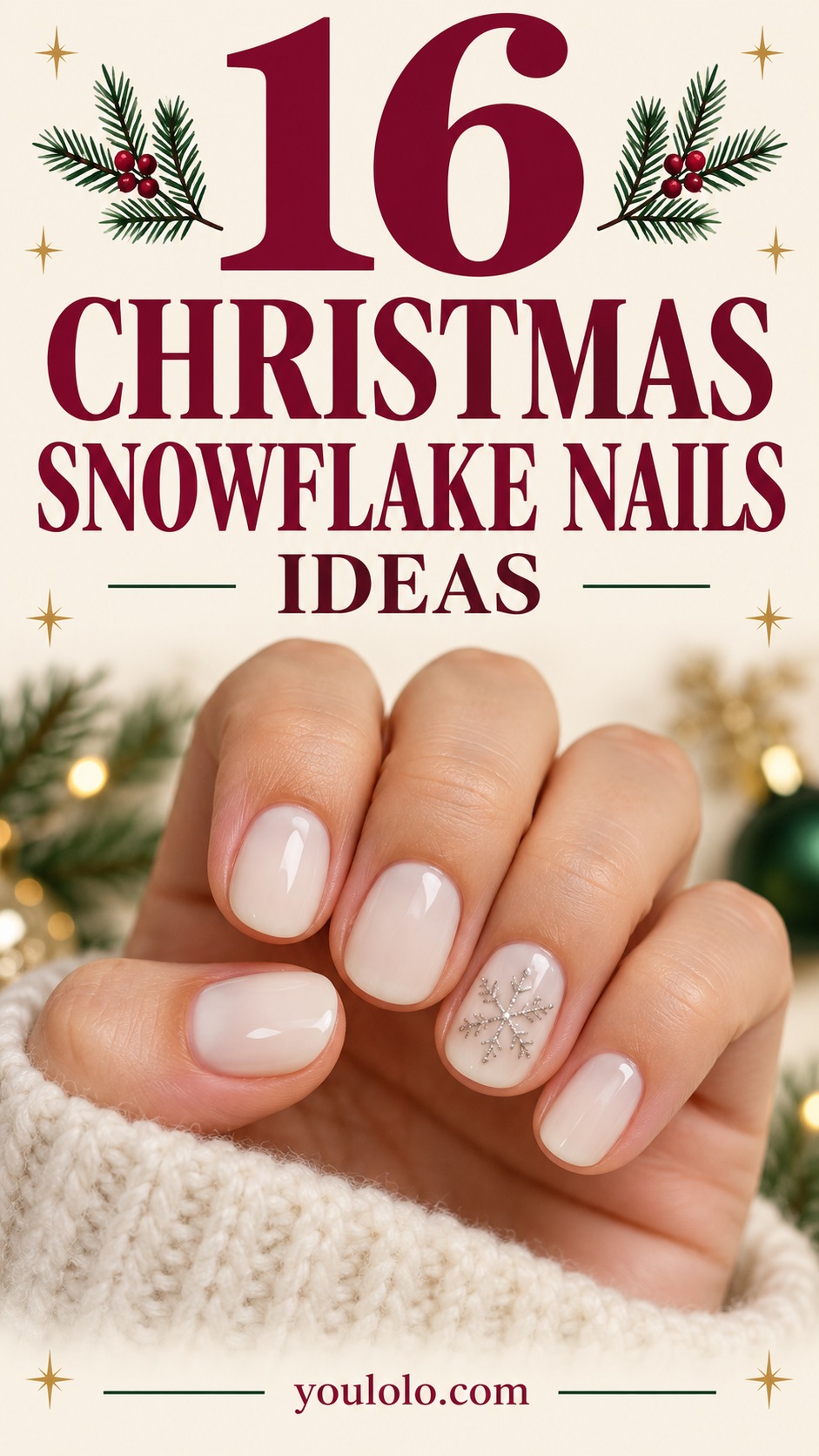 16 Christmas Snowflake Nails with Pretty Star Accents